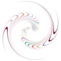 Single mottled, multi-color and colorful spiral, swirl, twirl element. Twisted cyclic, circular and radial, radiating whorl,