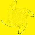 Single mottled, multi-color and colorful spiral, swirl, twirl element. Twisted cyclic, circular and radial, radiating whorl,