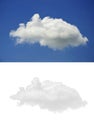 Single nature white cloud on blue sky background and isolated version on white background. Royalty Free Stock Photo