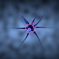 Single nerve cell pulsating with red lights Royalty Free Stock Photo
