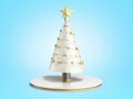 Single new year decorative Christmas tree 3d render on blue gradient Royalty Free Stock Photo