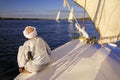 Nubian Man Sailing on Nile River in Aswan Egypt