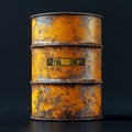 Single Oil Drum with Hazardous Chemical Warning on Dark Gray Background Royalty Free Stock Photo