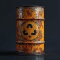 Single Oil Drum with Hazardous Chemical Warning on Dark Gray Background Royalty Free Stock Photo