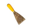 Single of old gyan putty or spatula isolated on white background ,handtool for carpenter working, look old and dirty.