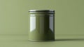 Single Olive Green Metallic Canister with Closed Lid on Plain Background Royalty Free Stock Photo