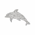 Single one line drawing of adorable dolphin abstract art
