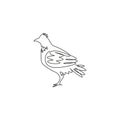 Single One Line Drawing Of Adorable Grouse Bird For Foundation Logo Identity. Shooting Bird Syndicate Mascot Concept For Tradition