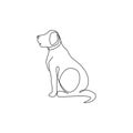 Single one line drawing of adorable labrador retriever dog for logo identity. Purebred dog mascot concept for pedigree friendly