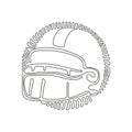 Single one line drawing American football helmets. Design element for logo, label, emblem, sign, poster, t shirt. Swirl curl