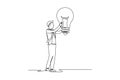 Single one line drawing concept of finding brilliant ideas.