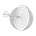 Single one line drawing darts arrows in target center business goal concept. Success hitting target aim goal achievement. Swirl Royalty Free Stock Photo