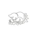 Single one line drawing of destructive lawn mole for company logo identity. Rat rodent mammal mascot concept for pest control