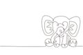 Single one line drawing elephant plush doll. Elephant plush stuffed puppet. Jumbo plush toy. Cute stuffed elephant toy for