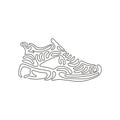 Single one line drawing fitness sneakers shoes for training, running shoe. Sport running shoe for training and fitness. Swirl curl