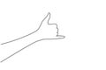 Single one line drawing hand making hang lose sign. Hawaiian hand sign or symbol. Communication with hand gestures. Nonverbal
