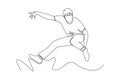 Single one line drawing Happy free people flying, floating and jumping in air Royalty Free Stock Photo