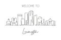 Single one line drawing Lexington city skyline, Kentucky. World historical town landscape. Best holiday destination postcard art.