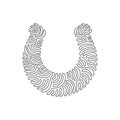 Single one line drawing metal horseshoe for horses. Shoes for horses to protect hooves. Farm and gardening single icon symbol. Royalty Free Stock Photo