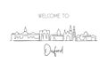 Single one line drawing Oxford city skyline, Ohio. World historical town landscape. Best holiday destination postcard print. Royalty Free Stock Photo