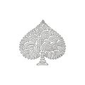 Single one line drawing poker playing cards suit spades design shape single icon. Spades suit deck of playing card used for ace in Royalty Free Stock Photo