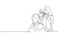 Single one line drawing pretty brunette working as hairdresser and cutting hair tips of female customer in beauty salon. Hair Royalty Free Stock Photo