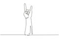 Single one line drawing rock on gesture symbol. Heavy metal hand gesture. Nonverbal signs or symbols. Hand variation shape concept Royalty Free Stock Photo