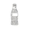 Single one line drawing soft drink in bottle glass. Cold soda to crave for refreshing feeling. Drink to quench thirst. Swirl curl