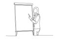 Single one line drawing young female presenter teaching how to do effective presentation. Productive presentation at the office