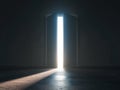 Illuminated Open Door in Dark Room Royalty Free Stock Photo