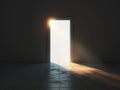 Illuminated Open Door in Dark Room Royalty Free Stock Photo