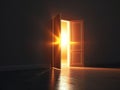 Illuminated Open Door in Dark Room Royalty Free Stock Photo