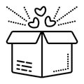 Open gift box black line icon Royalty Free Stock Photo