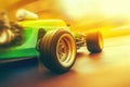 A single openwheel race car revving its engine as it sits at the starting line the bright colors and details of Speed Royalty Free Stock Photo