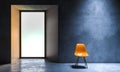 Single orange chair standing in empty room