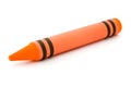 Single orange crayon isolated on white