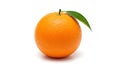 A single orange with a leaf on top of it (ai generated) Royalty Free Stock Photo