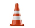 Single orange traffic warning cone or pylon isolated on white background - under construction, maintenance or attention concept