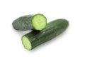 Single organic green Japanese cucumber or Suhyo on white isolated background with clipping path. Japanese cucumber or zucchini is Royalty Free Stock Photo