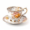 ornate teacup isolated on a white background