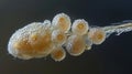 A single ovalshaped worm egg attached to a thin strand of hair. The egg has a rough by exterior and is surrounded by Royalty Free Stock Photo