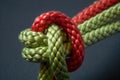 single overhand loop knot on a thick marine rope
