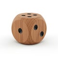 A single large wooden dice with black pips showing the number five on a white background Royalty Free Stock Photo