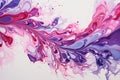 a single paintbrush creating a swirling pattern of purple and pink on a white canvas
