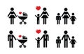 Single parent sign - family icons