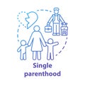 Single parenthood concept icon. Marital disputes divorce idea thin line illustration. Single parent family. Child