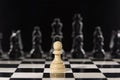 Single pawn against many enemies as a symbol of difficult unequal fight or struggle of minorities