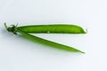 Pea pod on an isolated white background Royalty Free Stock Photo