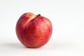 A single peach sitting on a white background Royalty Free Stock Photo