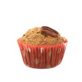 Single pecan nut muffin isolated Royalty Free Stock Photo